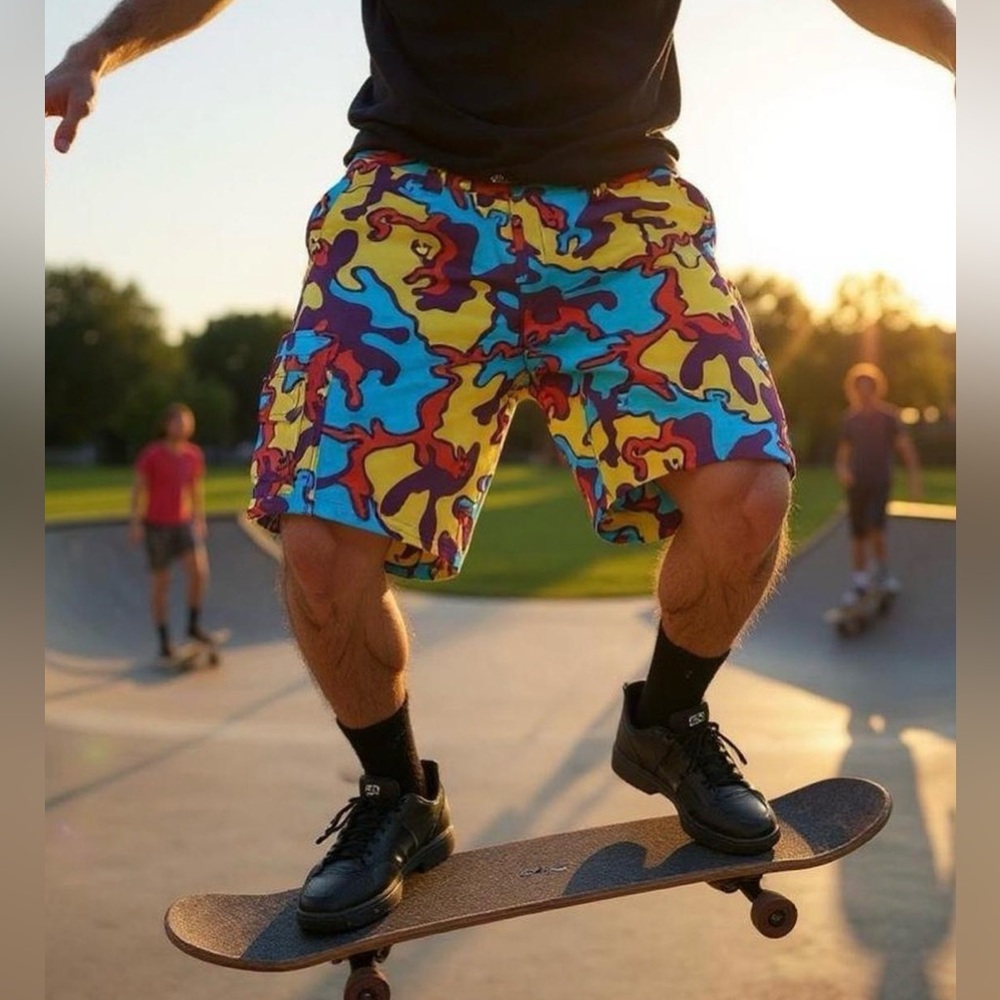 Rare Vintage 90s Burton Colorful Multicolor Camouflage Cargo Shorts